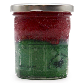 Sugar Body Scrub Watermelon & Daiquiri Tropical 300 g Reusable Jar vegan friendly cruelty free paraben and sls free exfoliating-moisturising-hydrating removes impurities aids circulation removes dead skin cells handmade in the uk suitable for all skin types scented exotic fruits for elegant fragrant glowing skin 