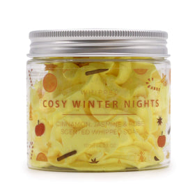 whipped soap Cosy Winter Nights 120 g Jar SLS-free Paraben-free and cruelty-free perfect for all skin types moisturizes and exfoliates crafted in the UK