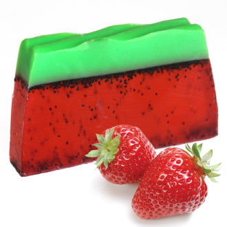 Natural Soap Bar Strawberry Sustainably Sourced ingredients and Handcrafted in the UK cruelty free sls and paraben free eco friendly packaging suitable for all skin types.