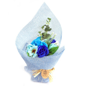 soap flowers bouquet blue roses and pansy handcrafted luxury bath gift Eco-friendly SLS-free paraben-free and silicone-free these scented moisturising soap flowers bring elegance visual appeal and a refreshing aroma Ideal for personal care routines hand washing bathing